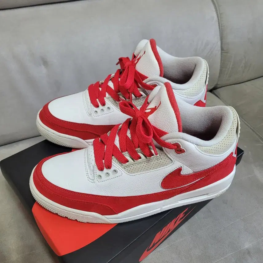 [BUNJANG] Nike Jordan 3 Retro Tinker White University Red / 나이키 조던 3 레트로 팅커 화이트 유니버시티 레드 265 / (260)