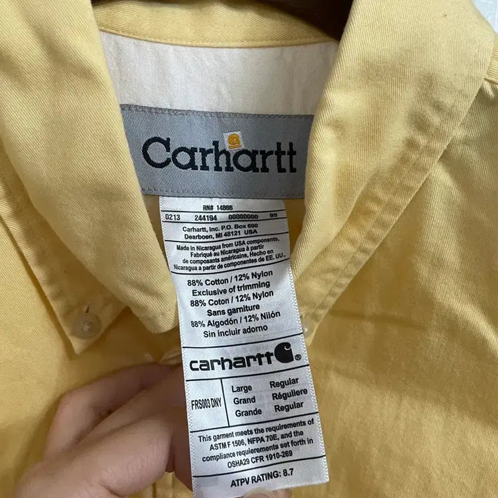 [BUNJANG] Carhartt Short Sleeve Shirt Yellow L / 칼하트 반팔 셔츠 옐로우 L