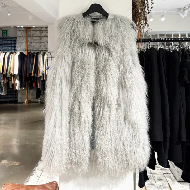 [BUNJANG] Vivienne Westwood Light Grey Lambskin Fur Vest / 비비안 웨스트우드 라이트그레이 램스킨 퍼 베스트