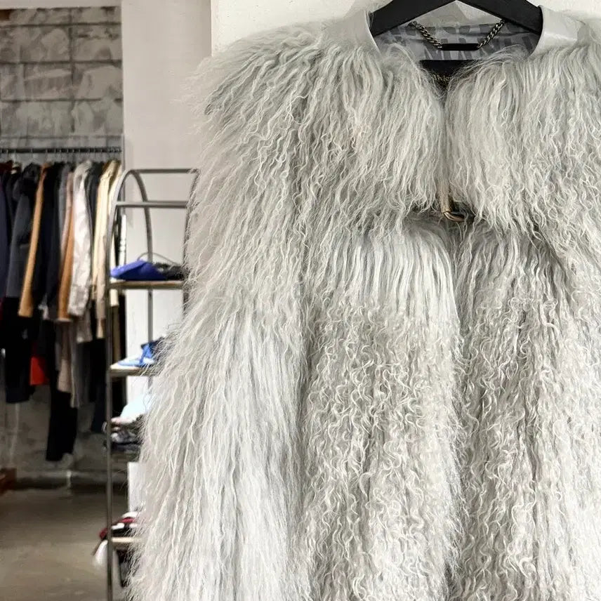 [BUNJANG] Vivienne Westwood Light Grey Lambskin Fur Vest / 비비안 웨스트우드 라이트그레이 램스킨 퍼 베스트