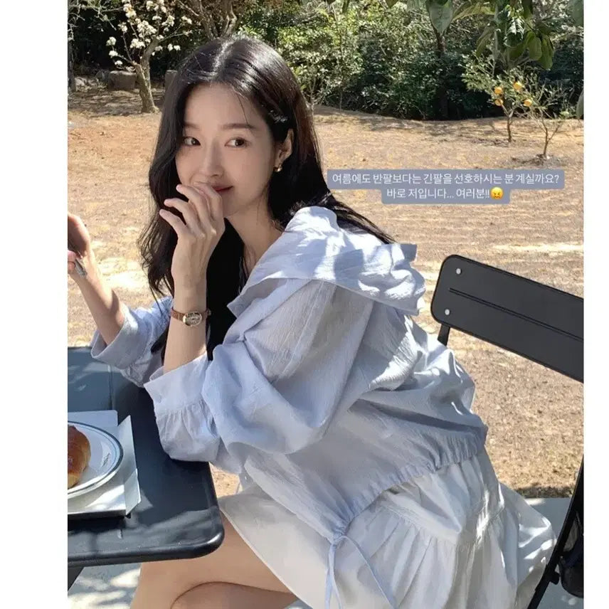 [BUNJANG] Marriaround Hooded Summer Shirt - Light Blue / 메리어라운드 후드 여름 셔츠 소라
