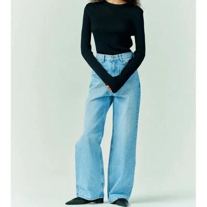 [BUNJANG] Nod Semi-Wide Denim Light Blue S / Nod 엔오디 세미와이드데님 라이트블루 s