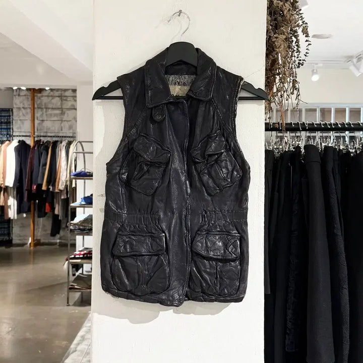 [BUNJANG] Giorgio Brato Black Lambskin Pocket Vest / 조르지오 브라토 블랙 램스킨 포켓 베스트