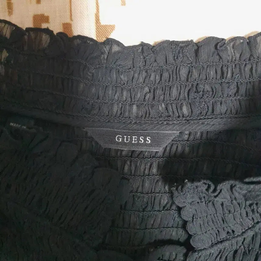 [BUNJANG] Guess Black Star Pattern See-Through Blouse / [상태최상] Guess 별 패턴 시스루 블라우스 블랙