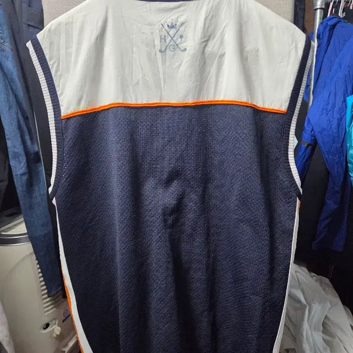 [BUNJANG] Hazzys Navy/White Colorblock Vest / 헤지스 네이비/화이트 라인 베스트 조끼