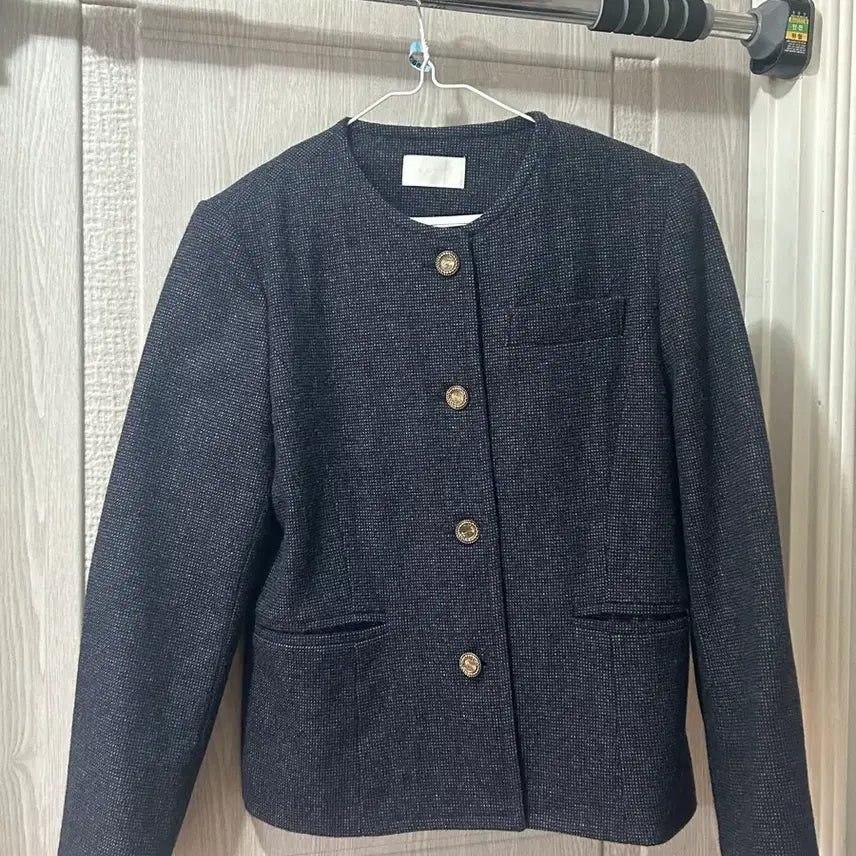 [BUNJANG] Navy Gold Button Tweed Jacket / 네이비 금장 버튼 자켓 트위드자켓