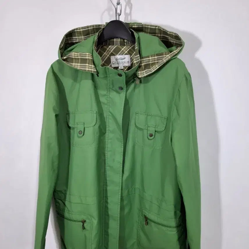 [BUNJANG] Crocodile Green Hooded Field Jacket / 크로커다일 그린 후드 야상 점퍼