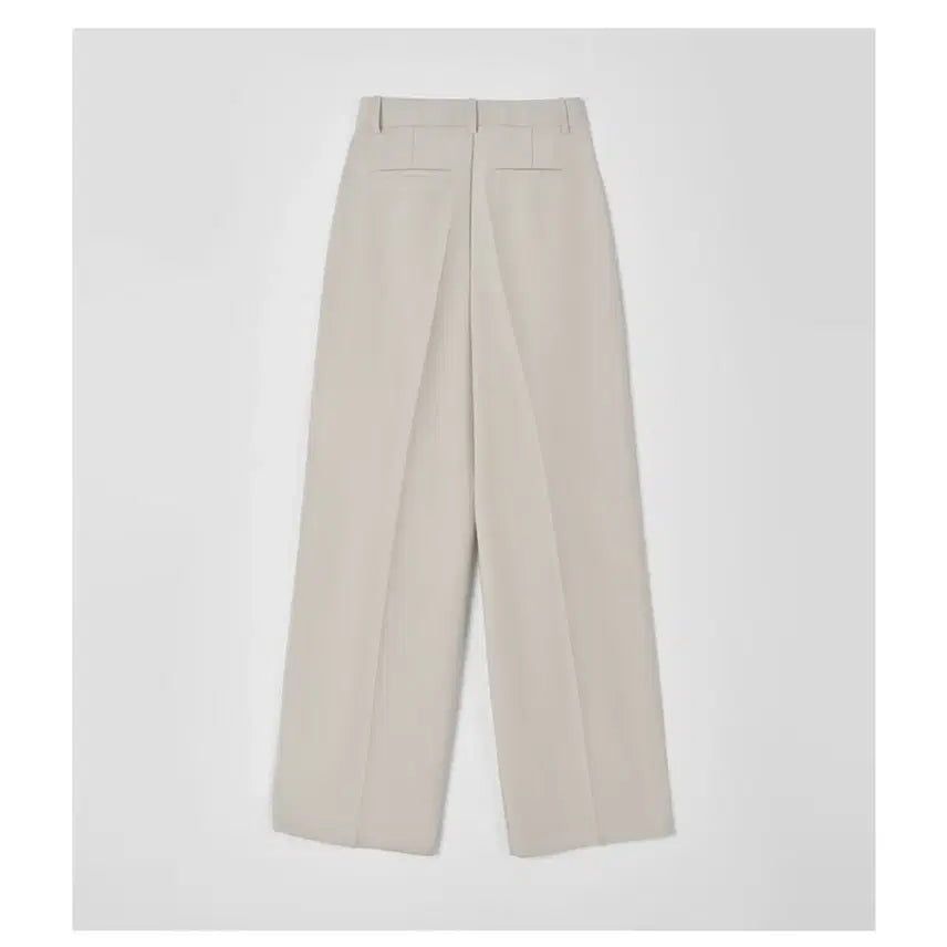 [BUNJANG] Mongdol One-Pleat Wide Slacks (Beige, Size S) / 몽돌 하의