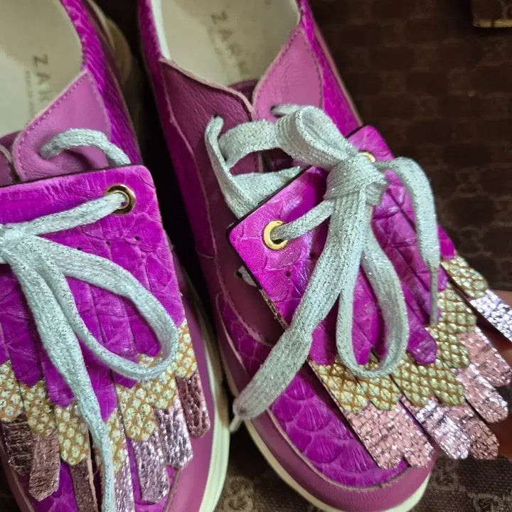 [BUNJANG] ZARMOI Purple Snakeskin Tassel Sneakers / ZARMOI 퍼플 뱀피 태슬 스니커즈 240