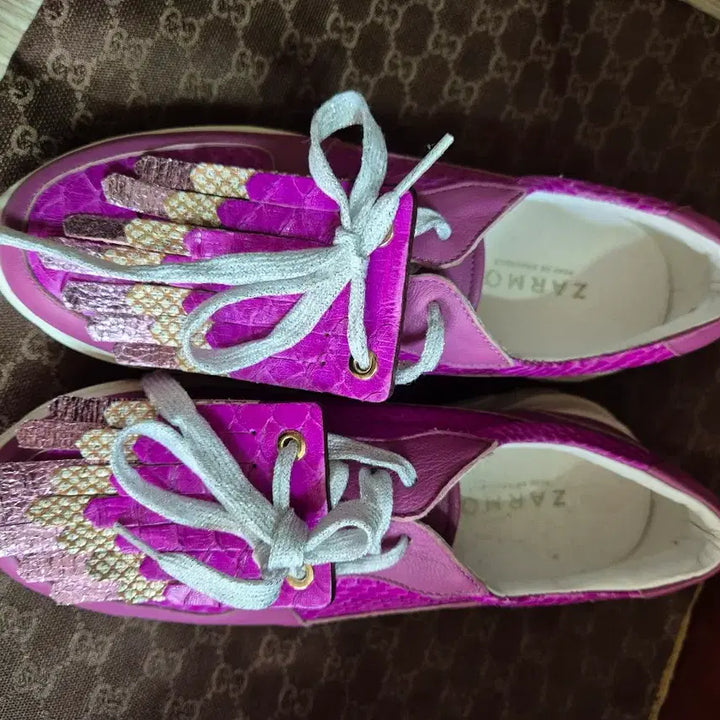 [BUNJANG] ZARMOI Purple Snakeskin Tassel Sneakers / ZARMOI 퍼플 뱀피 태슬 스니커즈 240