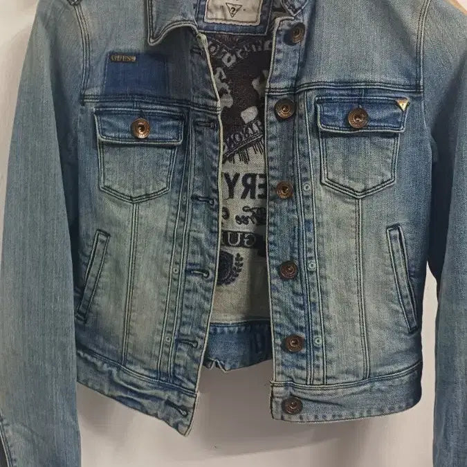 [BUNJANG] Guess Spandex Denim Short Jacket / 게스스판 청(숏 )자켓 빈가슴45 길이45 상태A