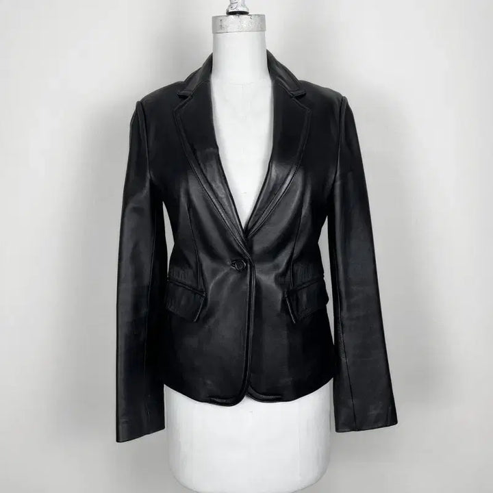 [BUNJANG] ROBO Black Lambskin Leather Jacket / 로보/가죽 자켓 블랙 양가죽 여S 85/라덴