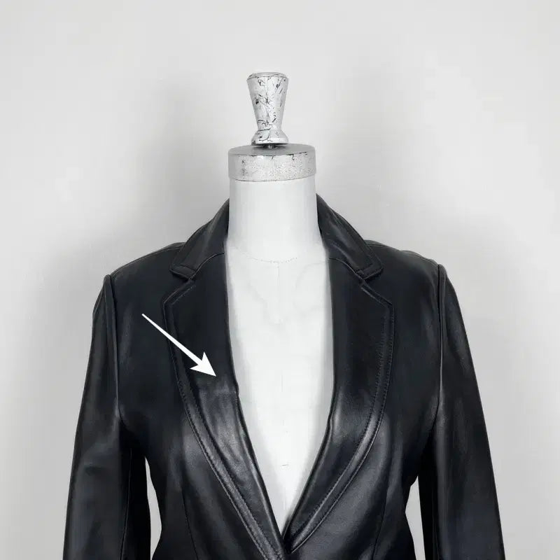 [BUNJANG] ROBO Black Lambskin Leather Jacket / 로보/가죽 자켓 블랙 양가죽 여S 85/라덴