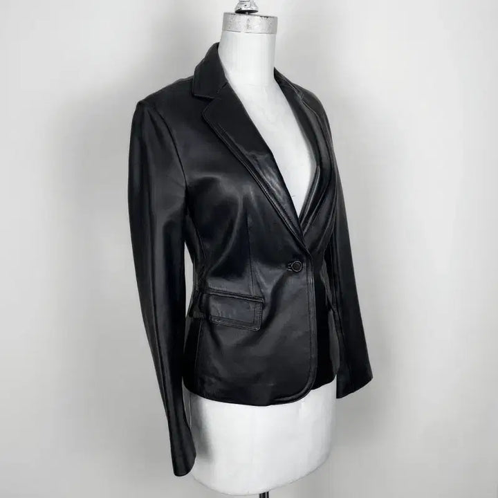 [BUNJANG] ROBO Black Lambskin Leather Jacket / 로보/가죽 자켓 블랙 양가죽 여S 85/라덴