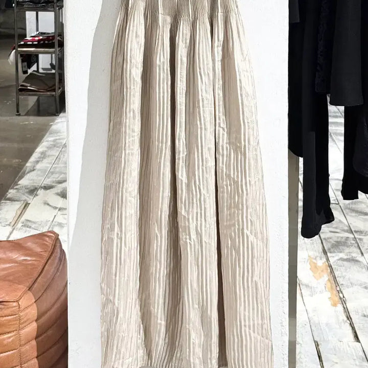 [BUNJANG] Speccio Pleats Beige Half Long Dress / 스피치오 플리츠 베이지 하프 롱 원피스