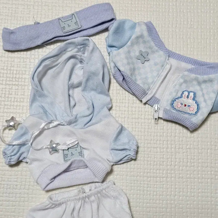 [BUNJANG] 20cm Doll Clothes Sky Blue Hoodie Full Set / 20cm 인형옷 하늘색 후드