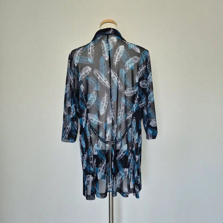 [BUNJANG] Blue Patterned Mesh Blouse / 블루 패턴 망사 블라우스