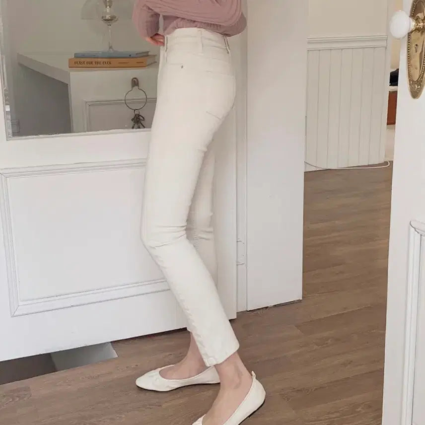 [BUNJANG] Ivory Banding Straight Trousers / 아이보리 밴딩 일자바지