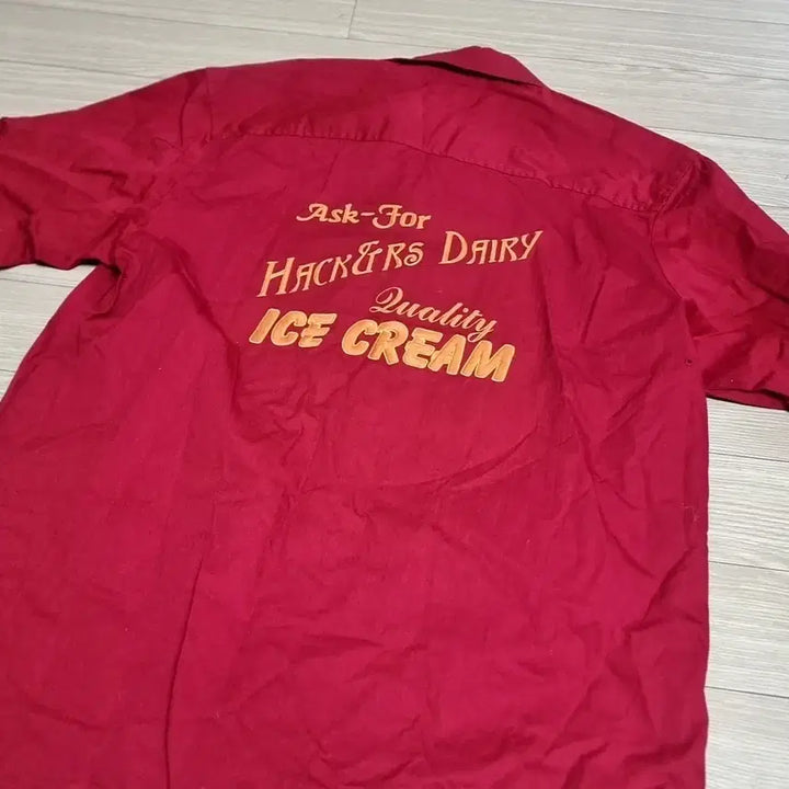 [BUNJANG] Vintage Hackers Dairy Short Sleeve Bowling Shirt Red (100-105) / 빈티지 해커스 데어리 반팔 볼링셔츠 레드(100-105)