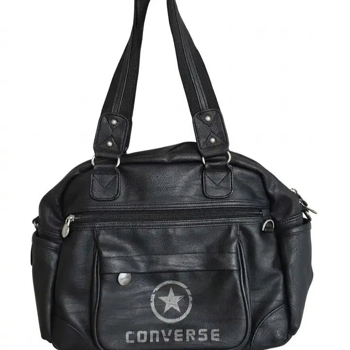 [BUNJANG] Converse Black Leather Tote Shoulder Bag / 컨버스 블랙 토트백 숄더백 가방/빈티지 00&