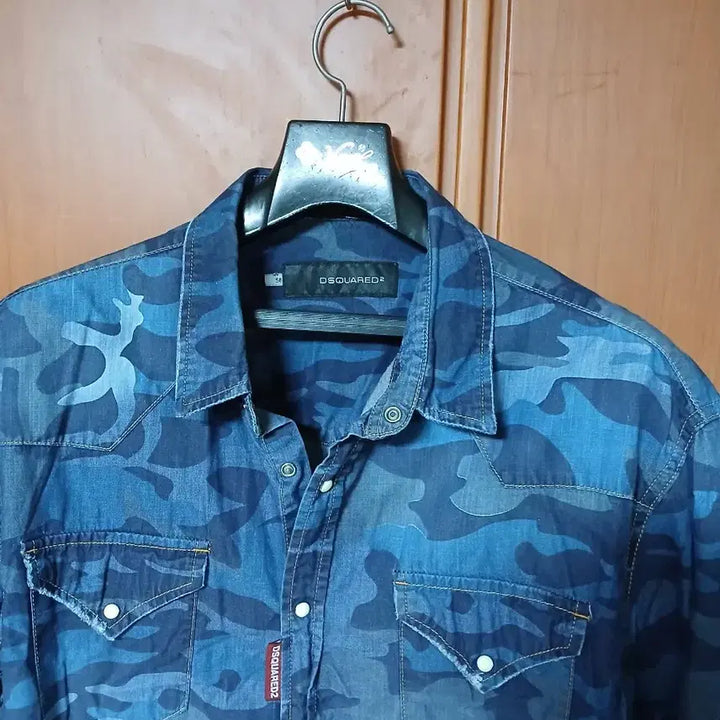 [BUNJANG] DSQUARED2 Blue Camo Logo Shirt / 디스퀘어드2 블루 카모 셔츠