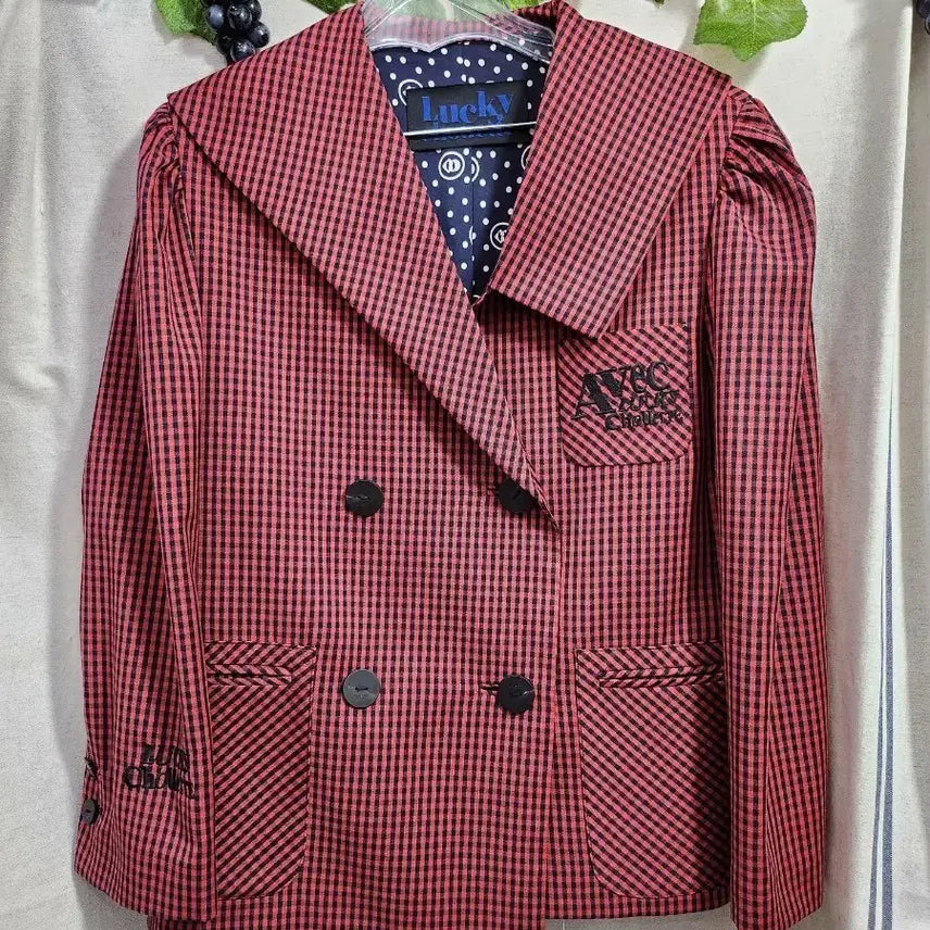 [BUNJANG] Lucky Chouette Red Gingham Check Double Jacket / 럭키슈에뜨 레드 체크  자켓.36