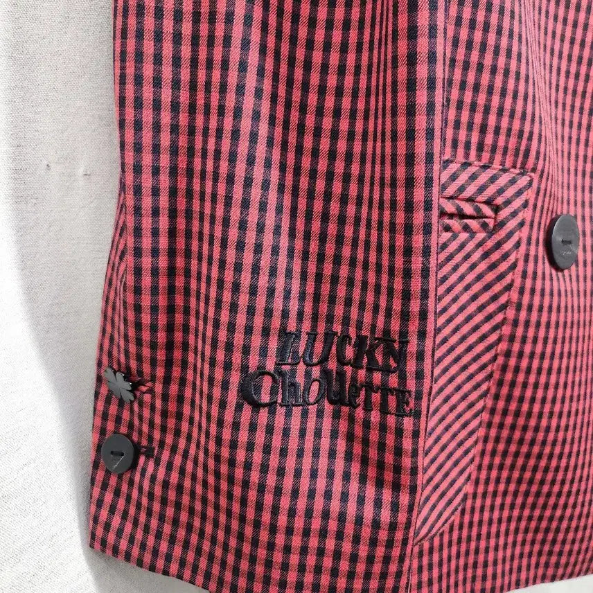 [BUNJANG] Lucky Chouette Red Gingham Check Double Jacket / 럭키슈에뜨 레드 체크  자켓.36