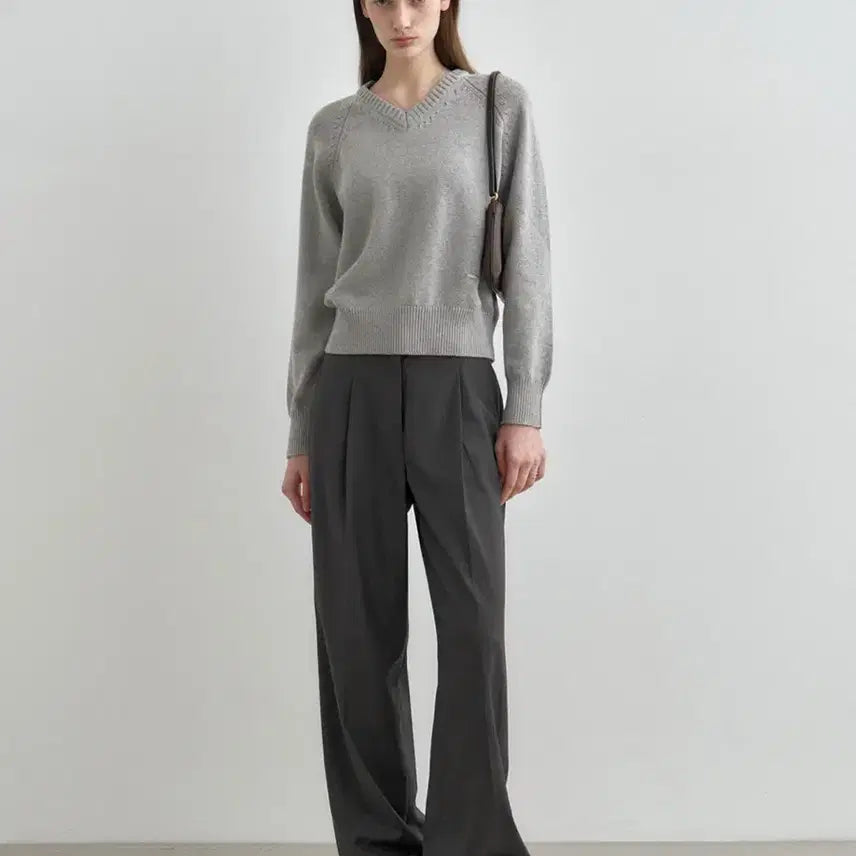 [BUNJANG] Mongdol One-Tuck Wide Slacks Charcoal L / 새상품) 몽돌 원턱 와이드 슬랙스 차콜L