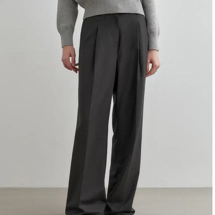 [BUNJANG] Mongdol One-Tuck Wide Slacks Charcoal L / 새상품) 몽돌 원턱 와이드 슬랙스 차콜L