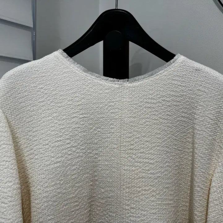 [BUNJANG] The Cashmere Ivory Tweed Short-Sleeve Top (New) / 더캐시미어 아이보리 트위드 반팔 탑 새상품