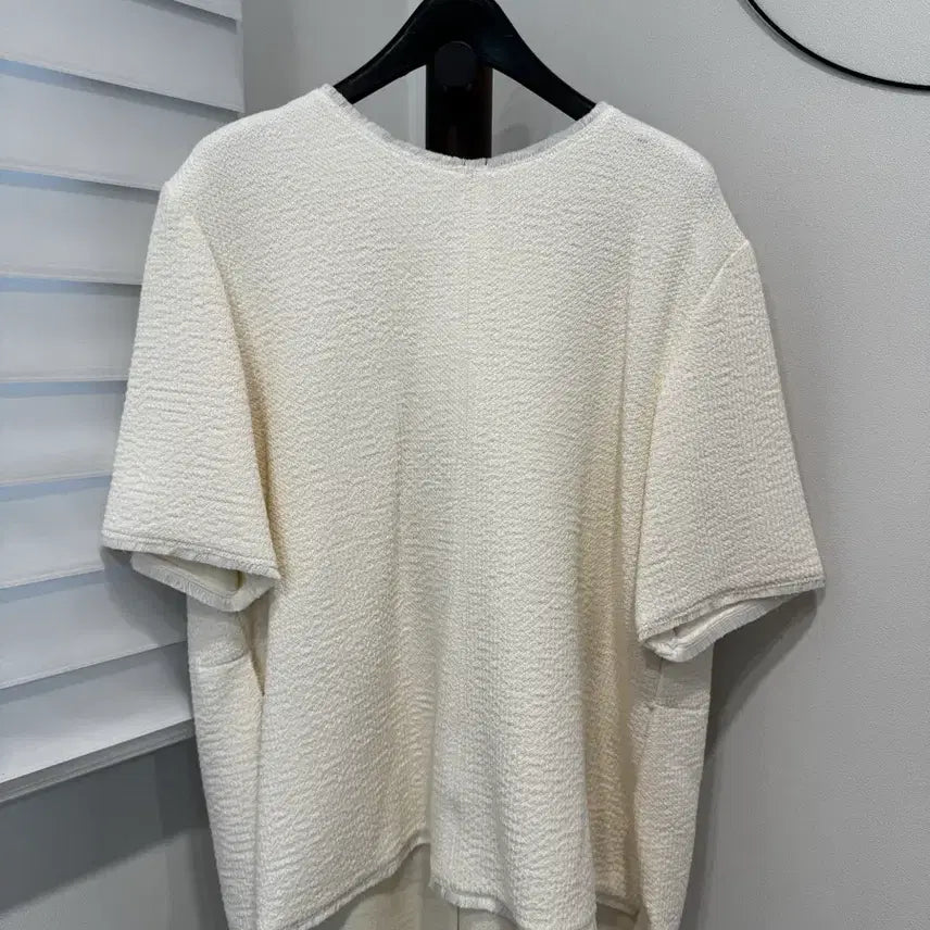 [BUNJANG] The Cashmere Ivory Tweed Short-Sleeve Top (New) / 더캐시미어 아이보리 트위드 반팔 탑 새상품