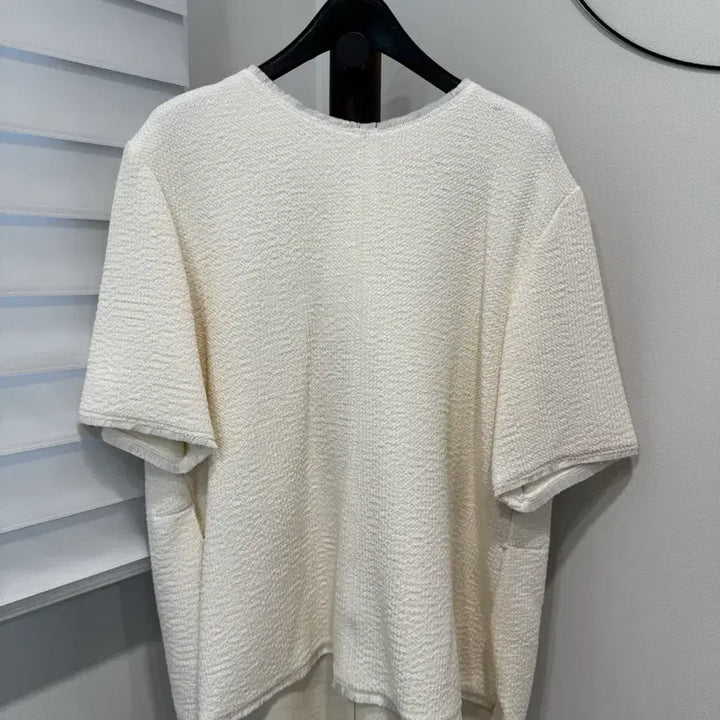 [BUNJANG] The Cashmere Ivory Tweed Short-Sleeve Top (New) / 더캐시미어 아이보리 트위드 반팔 탑 새상품