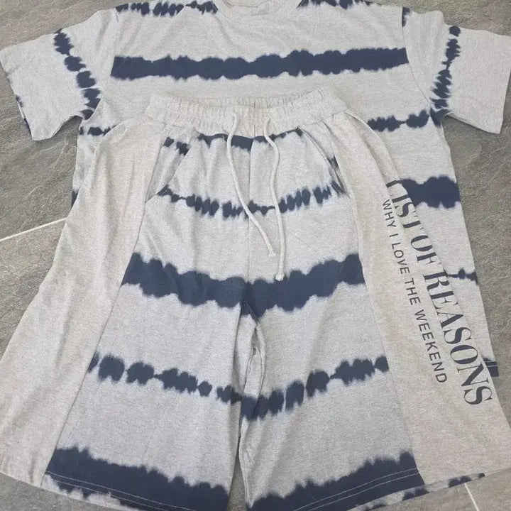 [BUNJANG] Tie-Dye Short Sleeve T-Shirt and Shorts Set / 타이다이 반팔티 반바지 세트