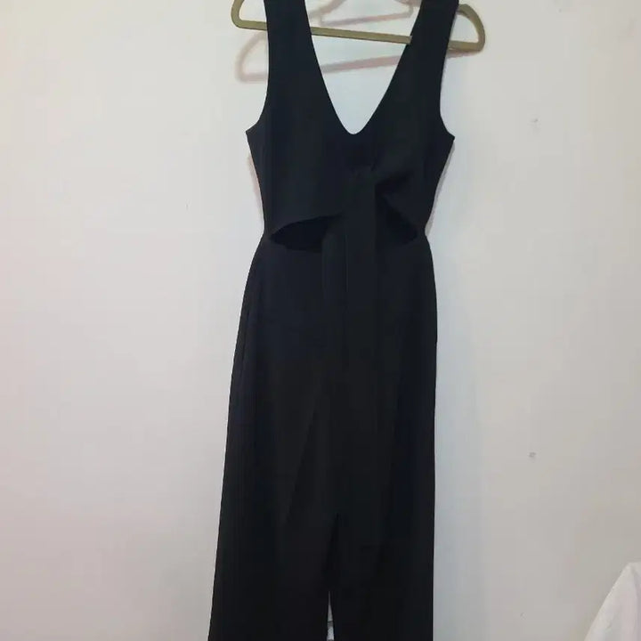 [BUNJANG] Club Monaco Black Bustier Jumpsuit Wide Pants / 클럽 모나코 블랙 뷔스티에 점프수트 와이드팬츠