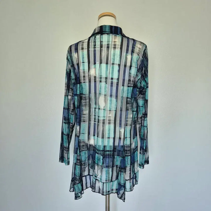 [BUNJANG] Long Sleeve Square Pattern Mesh Blouse / 긴팔 사각 패턴 망사 블라우스
