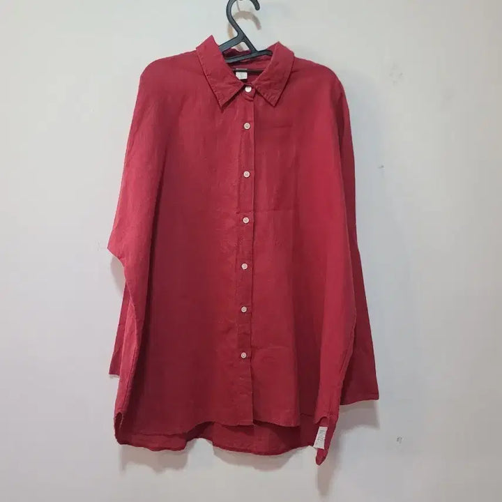 [BUNJANG] Nanng9 Red Linen Long-Sleeve Shirt / nanng9 레드 린넨 셔츠 긴팔