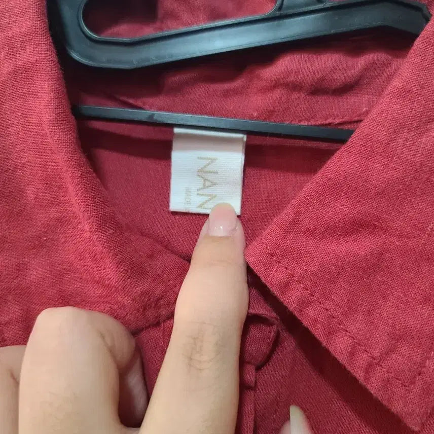 [BUNJANG] Nanng9 Red Linen Long-Sleeve Shirt / nanng9 레드 린넨 셔츠 긴팔