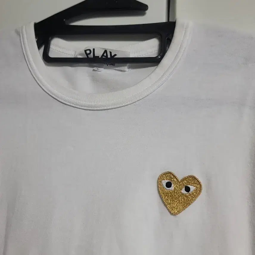 [BUNJANG] Comme des Garçons Heart Logo Short Sleeve T-Shirt White L / 꼼데가르송  하트 반팔 티셔츠 화이트L