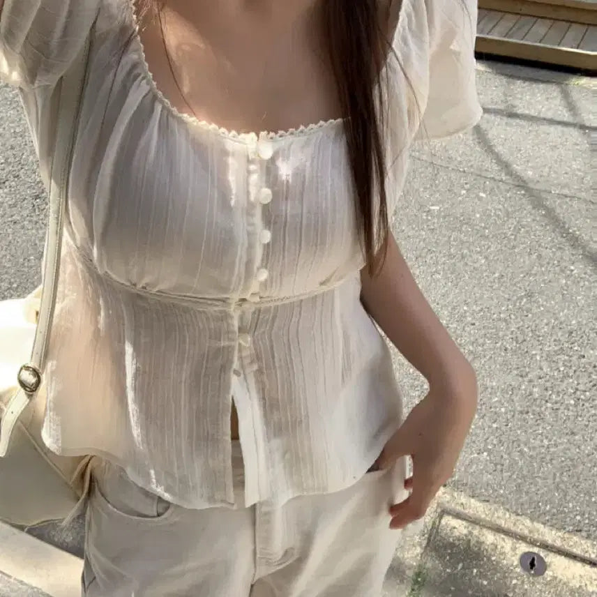 [BUNJANG] Liet  Hazel Blouse + Carpenter Denim Set / 리에뜨 코디세트 (헤이즐블라우스+ 카펜더데님)