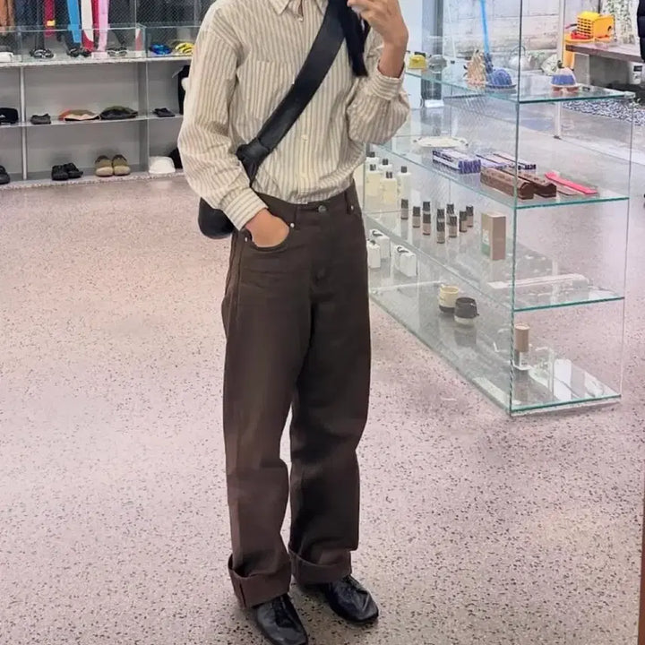 [BUNJANG] HAYASHI Comfort Shirt Beige Stripe / 포터리 여성 컴포트셔츠 베이지 스트라이프