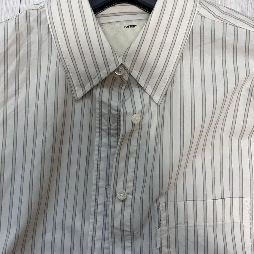 [BUNJANG] HAYASHI Comfort Shirt Beige Stripe / 포터리 여성 컴포트셔츠 베이지 스트라이프
