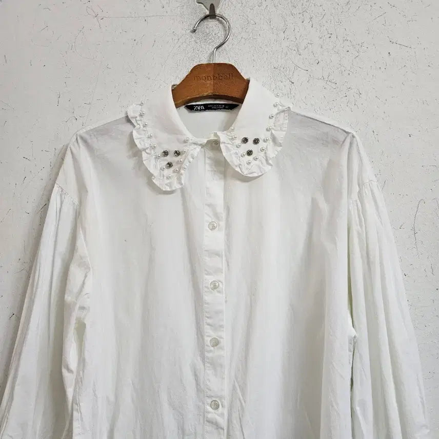 [BUNJANG] Zara Lace Collar White Shirt / 자라 레이스 카라 화이트 셔츠