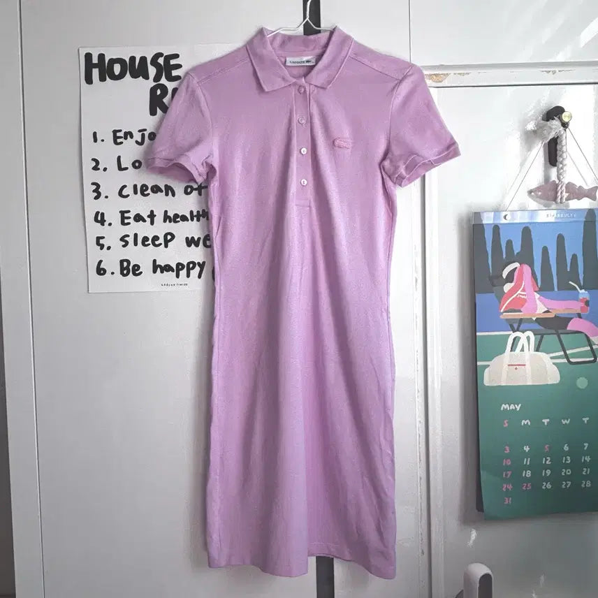 [BUNJANG] Lacoste Polo Collar Pique Dress Pink / (상태최상) 라코스테 폴로 카라 피케원피스 핑크