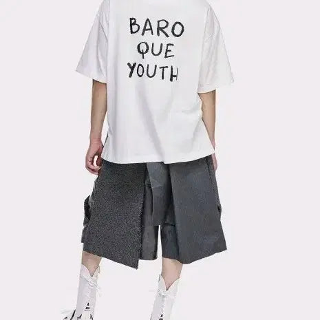 [BUNJANG] Songzio Collection Oversized T-Shirt White Black Print / 송지오컬렉션반팔티셔츠