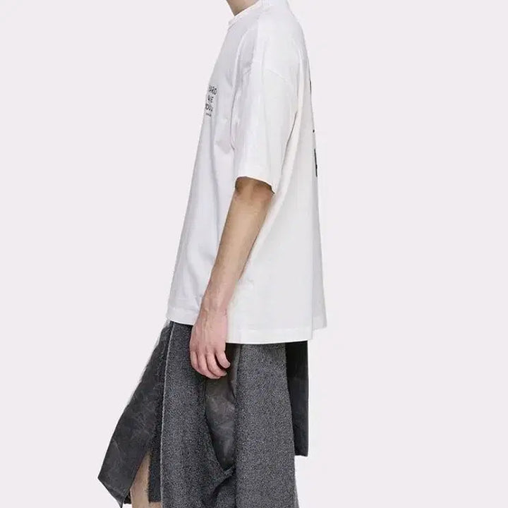 [BUNJANG] Songzio Collection Oversized T-Shirt White Black Print / 송지오컬렉션반팔티셔츠