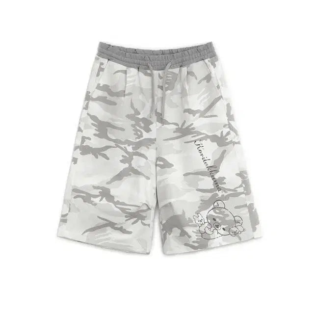 [BUNJANG] Hug Your Skin Camo Rilakkuma Bermuda Shorts Grey / [새상품] 허그유어스킨 카모 코리락쿠마 버뮤다 팬츠 그레이
