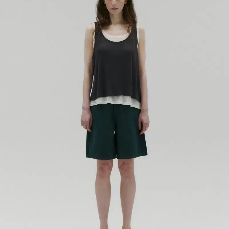 [BUNJANG] Salty Pebble DYED BERMUDA DENIM PANTS (Dark Green, Size 2) / (새상품) 솔티페블 DYED BERMUDA DENIM PANTS 2사이즈