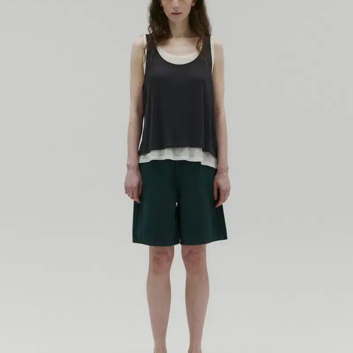 [BUNJANG] Salty Pebble DYED BERMUDA DENIM PANTS (Dark Green, Size 2) / (새상품) 솔티페블 DYED BERMUDA DENIM PANTS 2사이즈