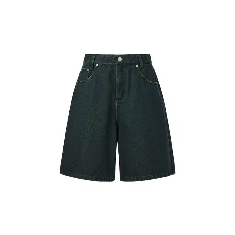 [BUNJANG] Salty Pebble DYED BERMUDA DENIM PANTS (Dark Green, Size 2) / (새상품) 솔티페블 DYED BERMUDA DENIM PANTS 2사이즈