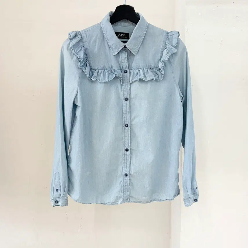 [BUNJANG] A.P.C. Denim Frill Button-Up Shirt / 아페쎄 데님 프릴 버튼업 셔츠